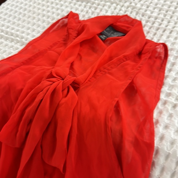 Read sheer blouse with front bow - Picture 4 of 4